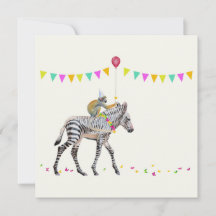 Zebra balloon party cards Set 10