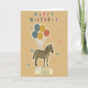 Zebra Birthday Card – Personalized Name