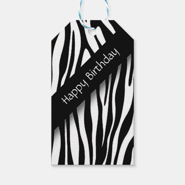 Zebra Birthday Gift Tags (Front)