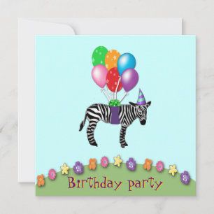 zebra birthday invitation