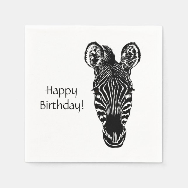 Zebra Birthday Napkin (Front)