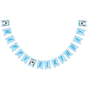 Zebra Birthday Party Blue Bunting