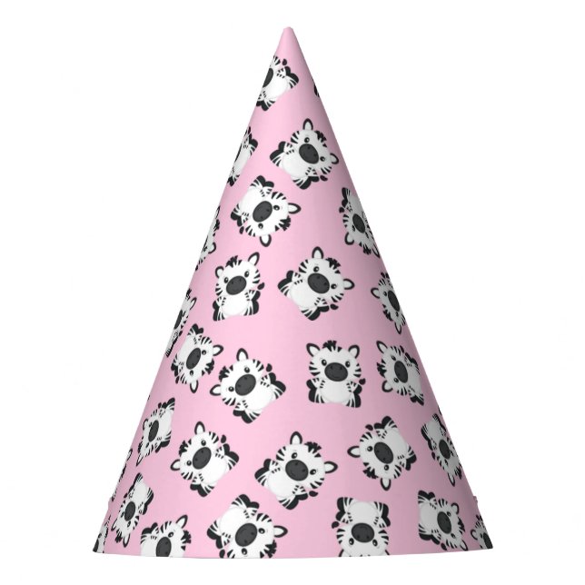 Zebra Birthday Party Pink Hat (Front)