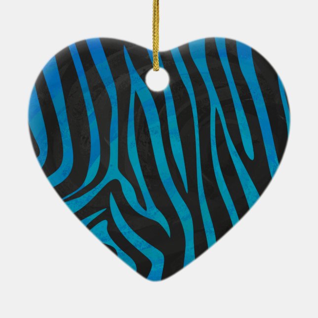 Zebra Black and Blue Print Ceramic Tree Decoration (Back)