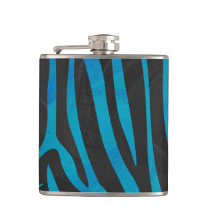 Zebra Black and Blue Print Hip Flask