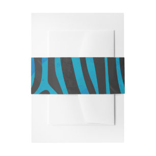 Zebra Black and Blue Print Invitation Belly Band