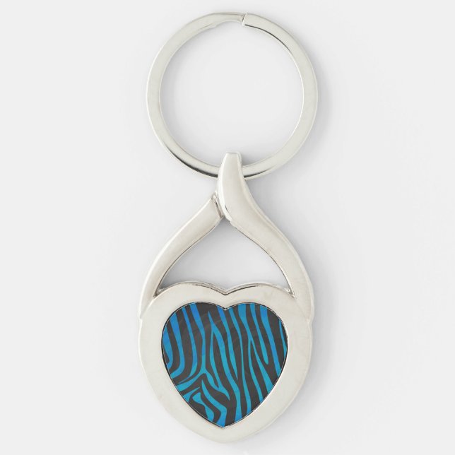 Zebra Black and Blue Print Key Ring (Front)