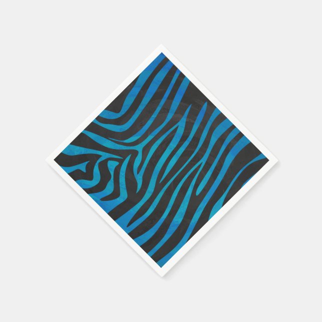Zebra Black and Blue Print Napkin (Corner)