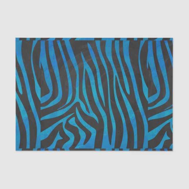 Zebra Black and Blue Print Tissue Paper (Front)