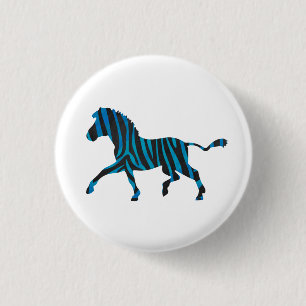 Zebra Black and Blue Silhouette 3 Cm Round Badge