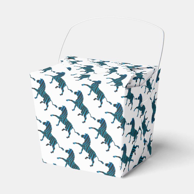Zebra Black and Blue Silhouette Favour Box (Front Side)