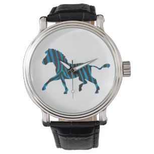 Zebra Black and Blue Silhouette Watch