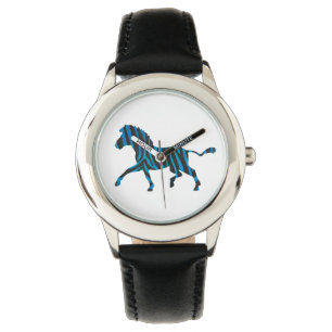 Zebra Black and Blue Silhouette Watch