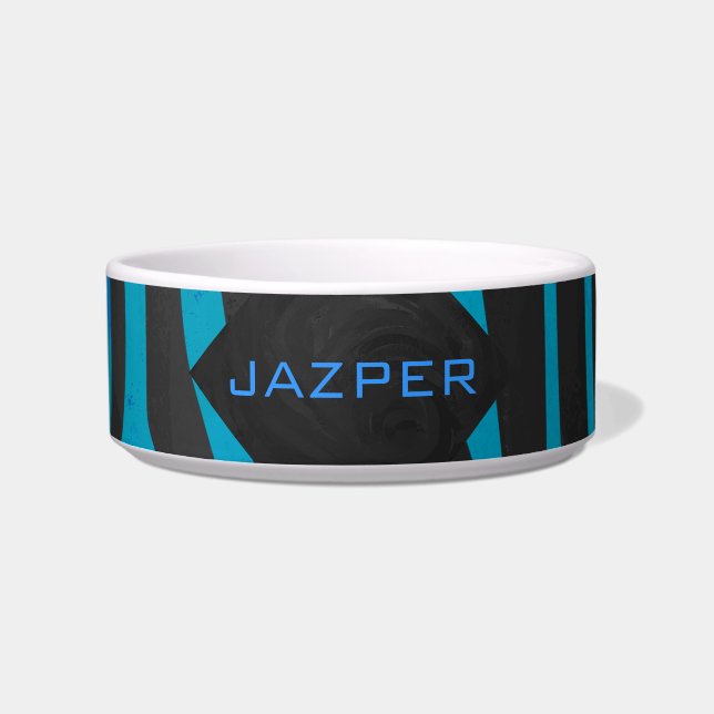 Zebra Black and Blue with Monogram Bowl (Front)