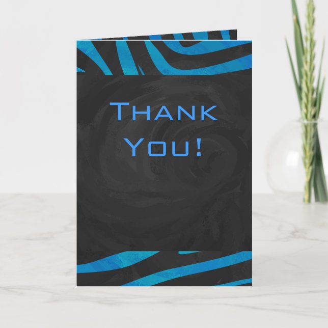 Zebra Black and Blue with Monogram Card (Front)