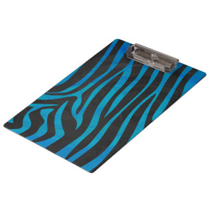 Zebra Black and Blue with Monogram Clipboard