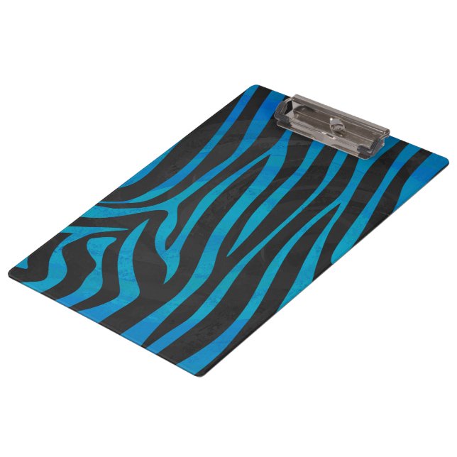 Zebra Black and Blue with Monogram Clipboard (Angled)