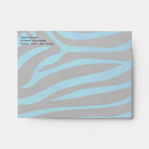 Zebra Black and Blue with Monogram Envelopes