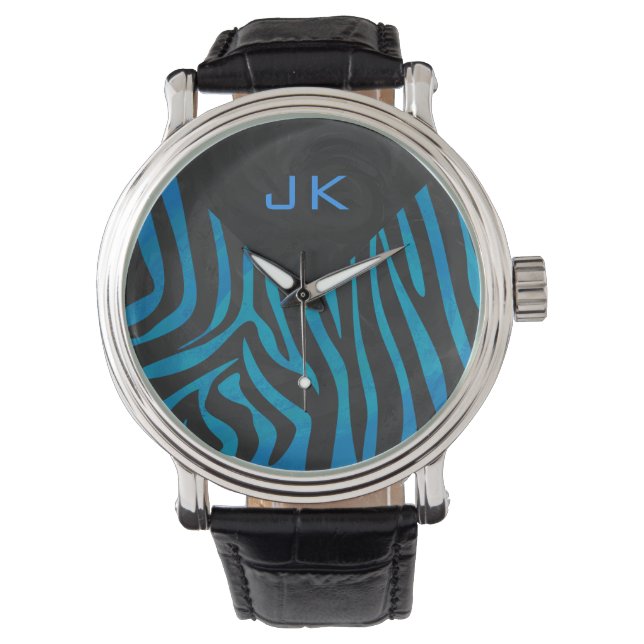 Zebra Black and Blue with Monogram Watch (Front)