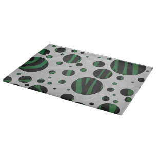 Zebra Black and Green Polka Dot Cutting Board