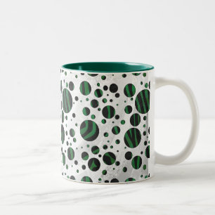 Zebra Black and Green Polka Dot Two-Tone Coffee Mug