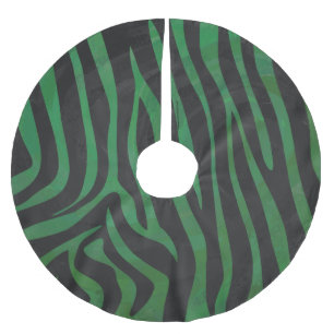 Zebra Black and Green Print Brushed Polyester Tree Skirt