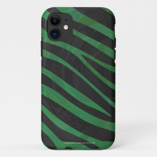 Zebra Black and Green Print iPhone 11 Case