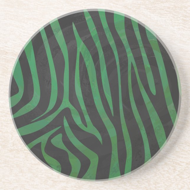 Zebra Black and Green Print Coaster (Front)