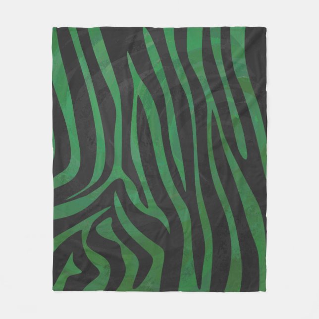 Zebra Black and Green Print Fleece Blanket (Front)