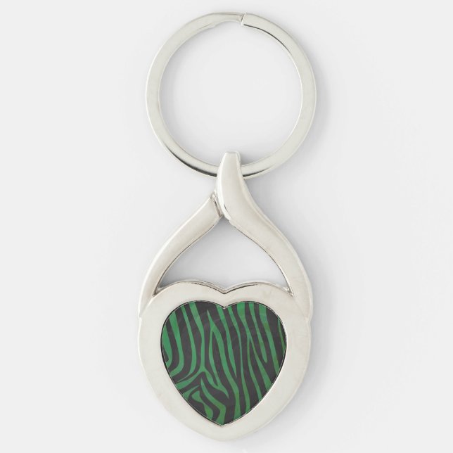 Zebra Black and Green Print Key Ring (Front)