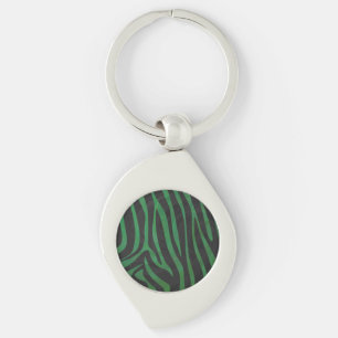 Zebra Black and Green Print Key Ring