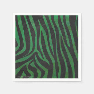 Zebra Black and Green Print Napkin