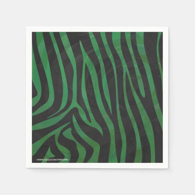 Zebra Black and Green Print Napkin (Front)