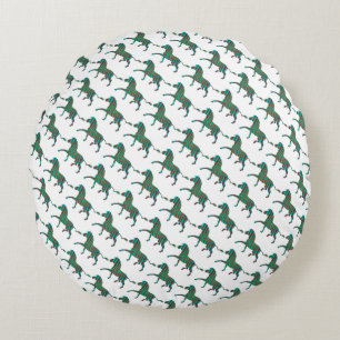 Zebra Black and Green Print Round Cushion