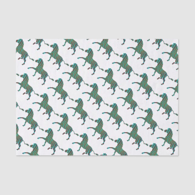 Zebra Black and Green Print Tissue Paper (Front)