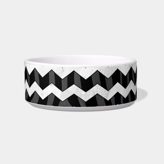 Zebra Black and Grey Chevron Bowl (Right)