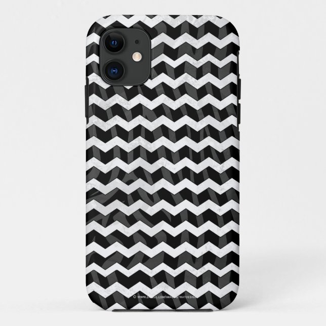 Zebra Black and Grey Chevron Case-Mate iPhone Case (Back)