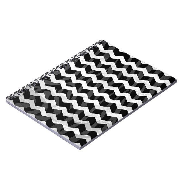 Zebra Black and Grey Chevron Notebook (Left Side)