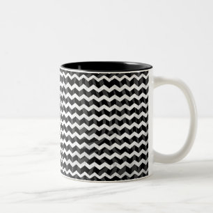 Zebra Black and Grey Chevron Two-Tone Coffee Mug