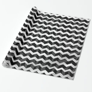 Zebra Black and Grey Chevron Wrapping Paper