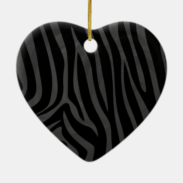 Zebra Black and Grey Print Ceramic Tree Decoration (Back)