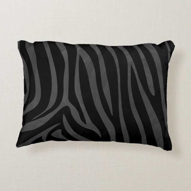 Zebra Black and Grey Print Decorative Cushion (Back)