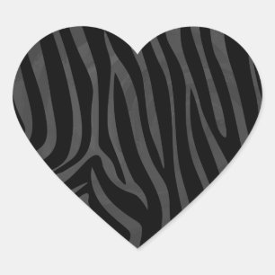 Zebra Black and Grey Print Heart Sticker