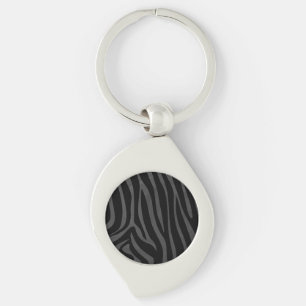 Zebra Black and Grey Print Key Ring
