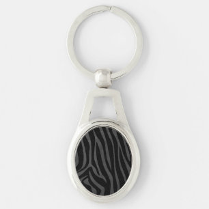 Zebra Black and Grey Print Key Ring