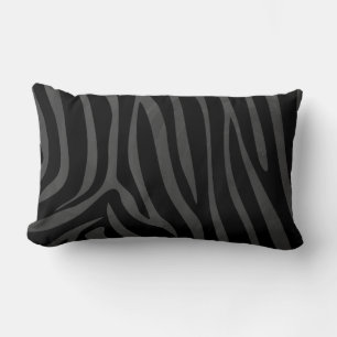 Zebra Black and Grey Print Lumbar Cushion