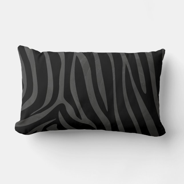 Zebra Black and Grey Print Lumbar Cushion (Front)