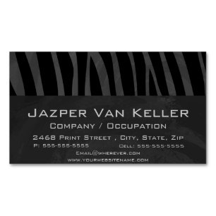 Zebra Black and Grey Print Magnetic Business Card