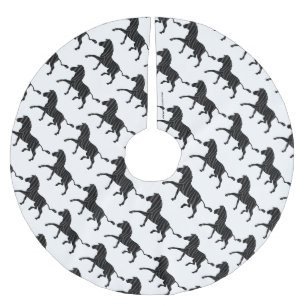 Zebra Black and Grey Print Silhouette Brushed Polyester Tree Skirt