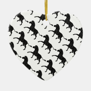 Zebra Black and Grey Print Silhouette Ceramic Tree Decoration